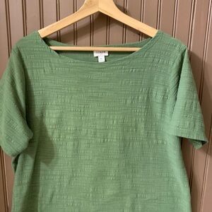 J. Crew Green Textured Short Sleeve Top